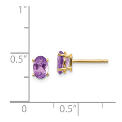 14k 6x4 Oval February/Amethyst Post Earrings