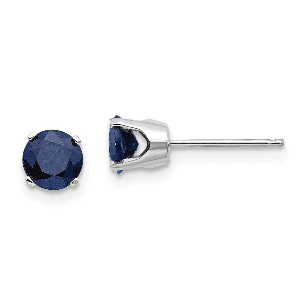 14K White Gold 5mm Sapphire Stud Earrings Main image