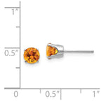 14k White Gold 5mm Citrine Stud Earrings