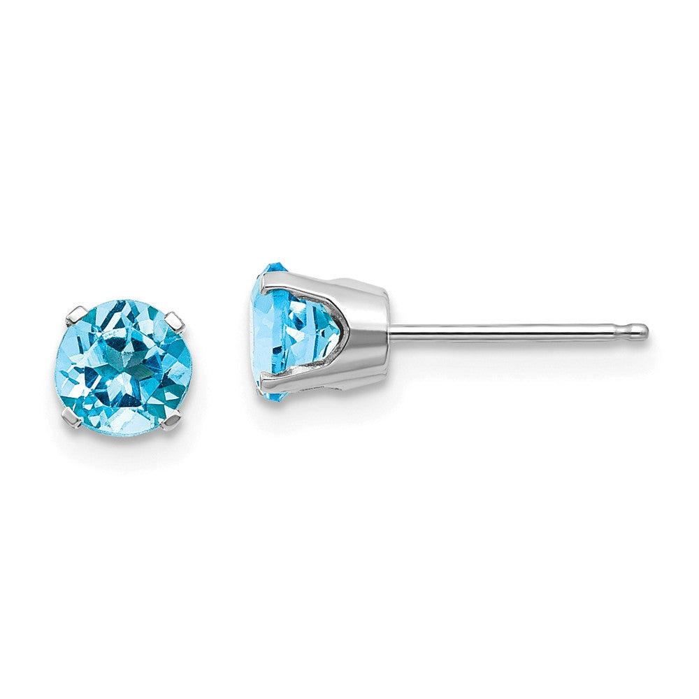 14K White Gold 5mm Blue Topaz Stud Earrings Main image