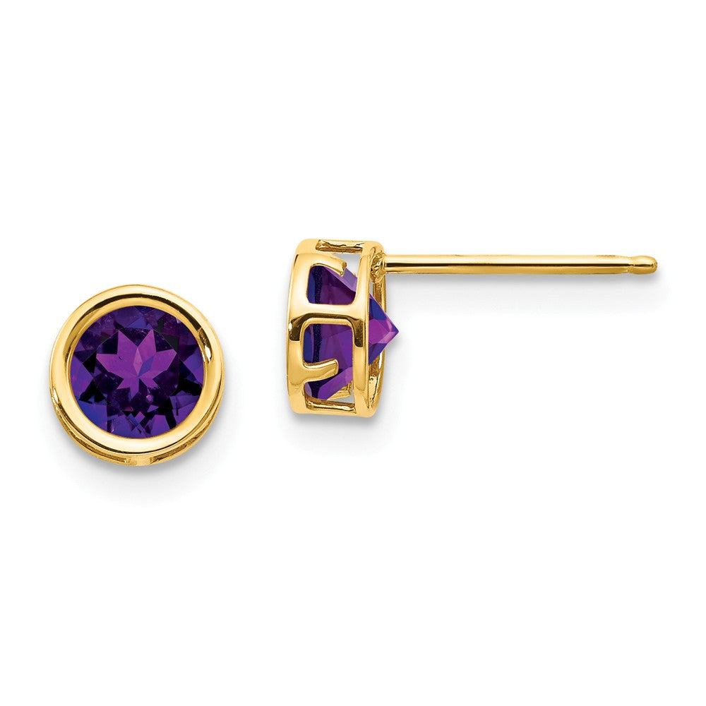 14K 5mm Bezel Amethyst Stud Earrings Main image