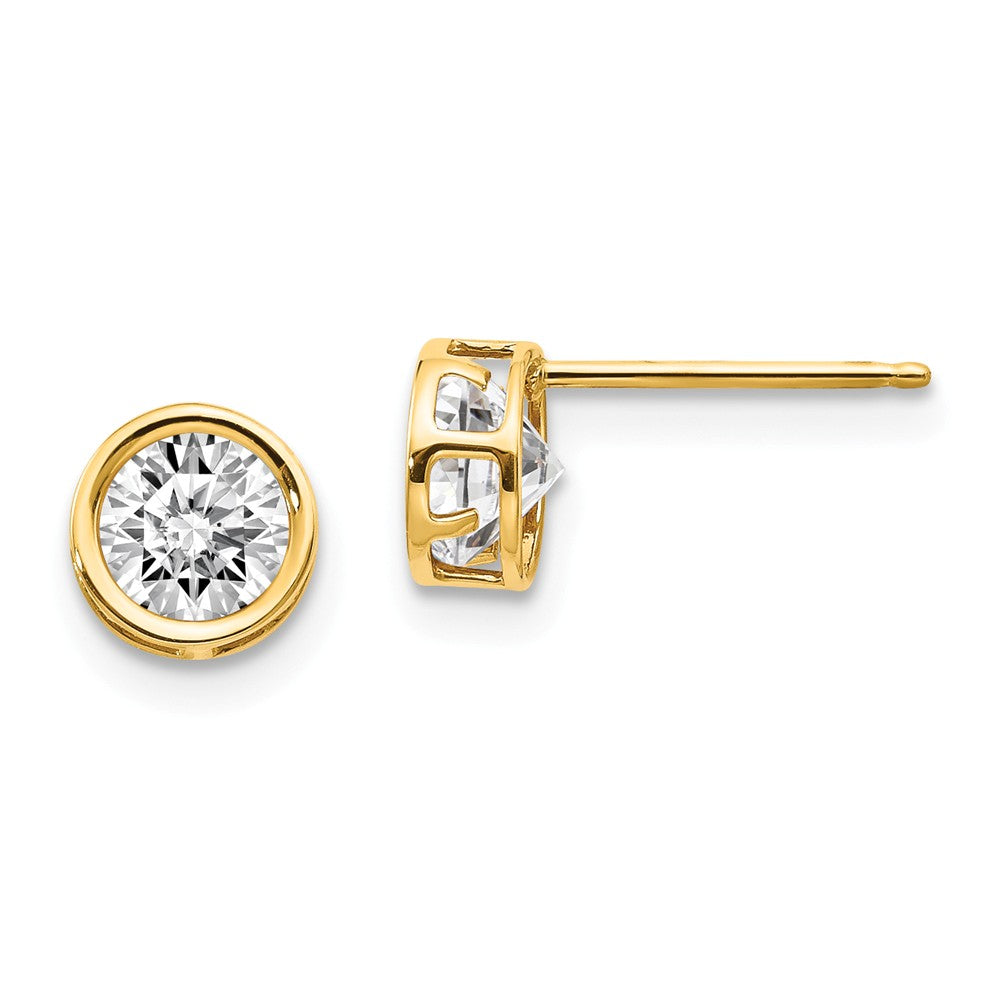 14K 5mm Bezel White Topaz Stud Earrings Main image
