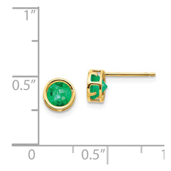 14k 5mm Bezel Emerald Stud Earrings