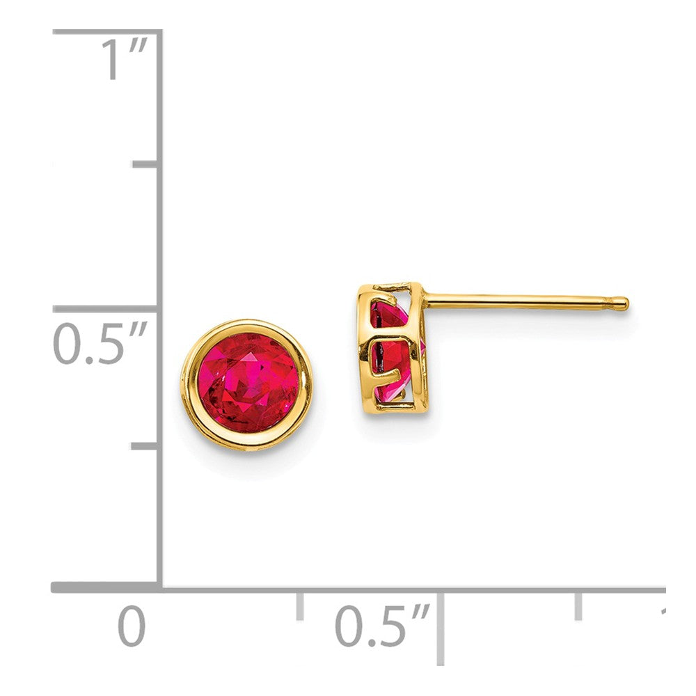14k 5mm Bezel Ruby Stud Earrings