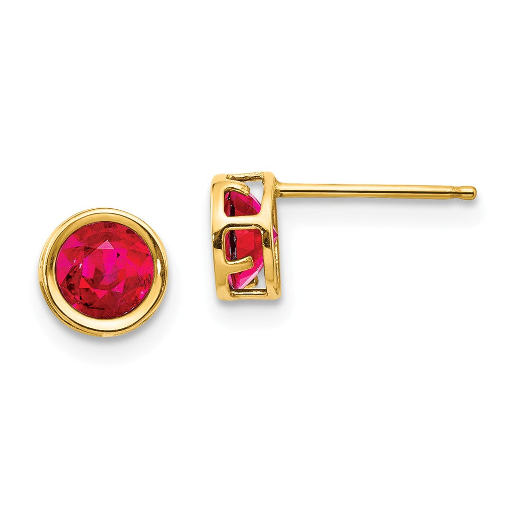 14K 5mm Bezel Ruby Stud Earrings Main image
