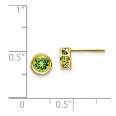 14k 5mm Bezel Peridot Stud Earrings