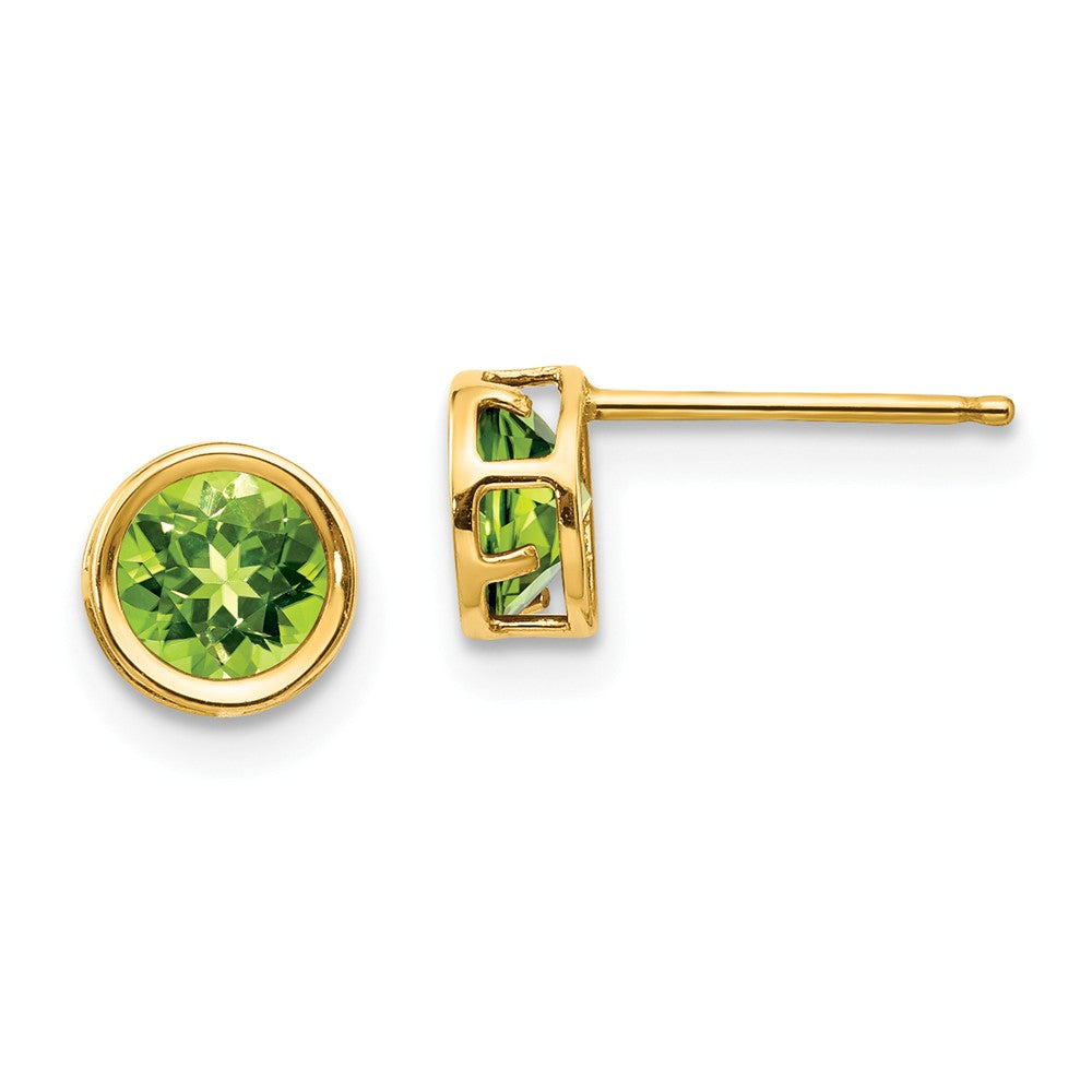 14K 5mm Bezel Peridot Stud Earrings Main image