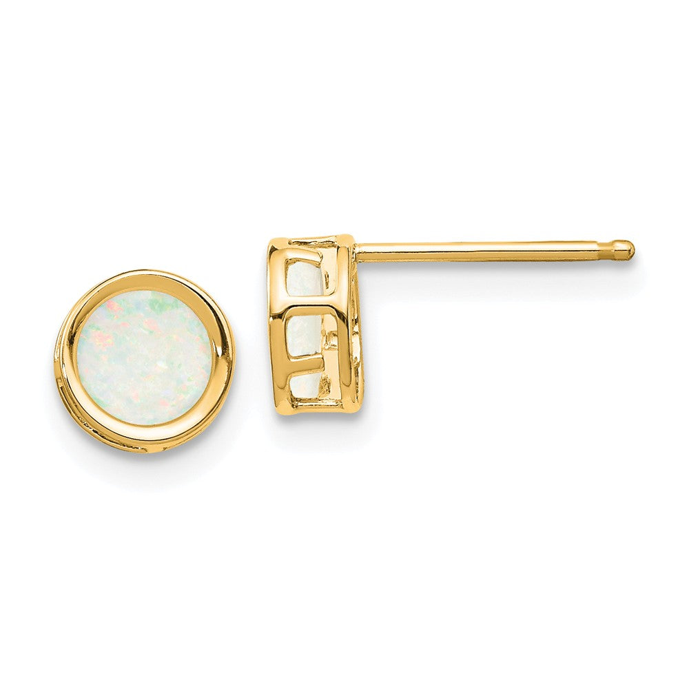 14K 5mm Bezel Opal Stud Earrings Main image