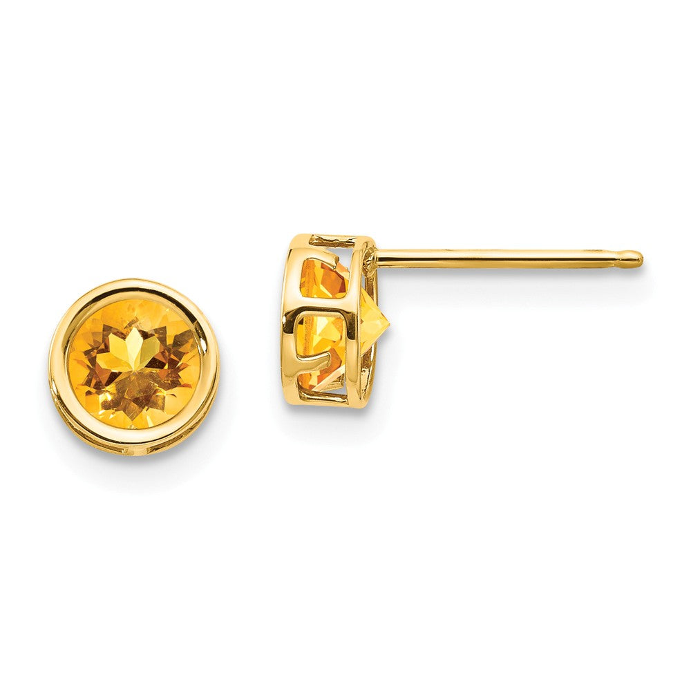 14K 5mm Bezel Citrine Stud Earrings Main image