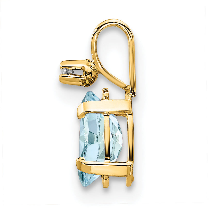 14K Diamond & Aquamarine Birthstone Pendant Secondary image