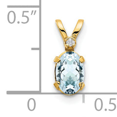 14K Diamond & Aquamarine Birthstone Pendant