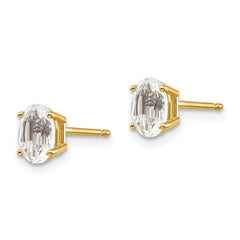 14K 6x4 Oval April/White Topaz Post Earrings