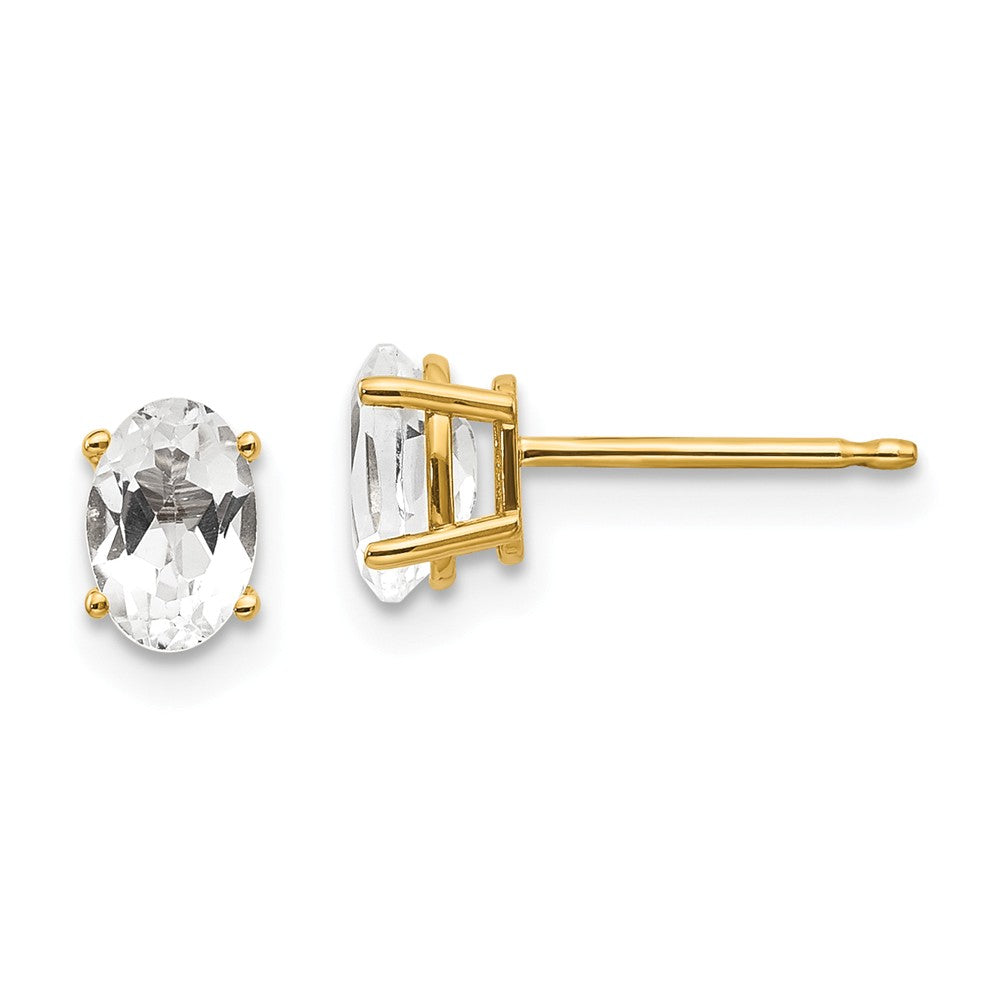 14K 6x4 Oval April/White Topaz Post Earrings Main image