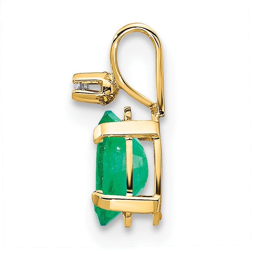 14K Diamond & Emerald Birthstone Pendant