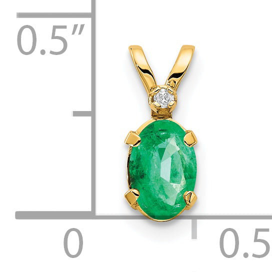 14K Diamond & Emerald Birthstone Pendant