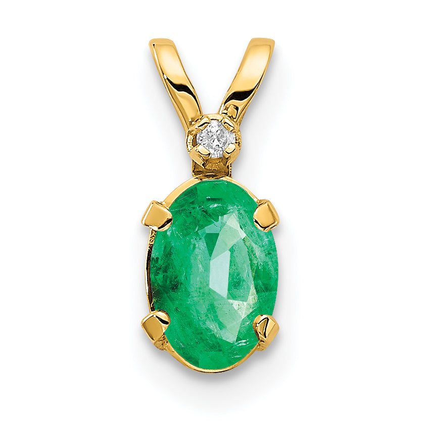 14k Diamond & Emerald Birthstone Pendant