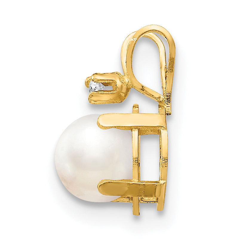 14K Diamond & FW Cultured Pearl Birthstone Pendant Secondary image
