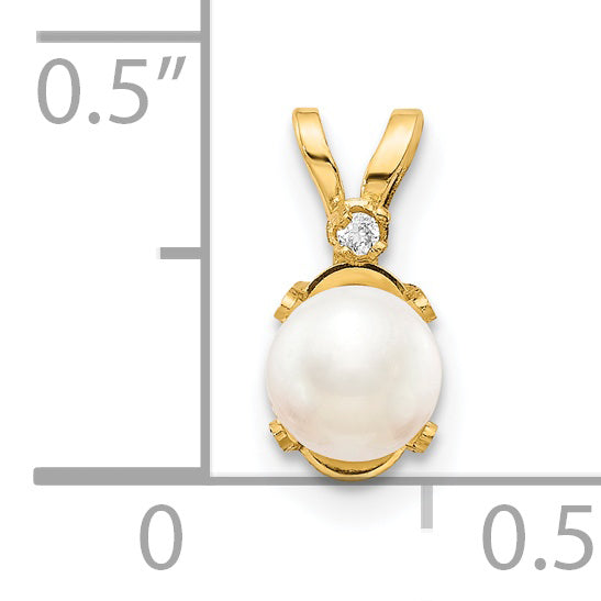 14K Diamond & FW Cultured Pearl Birthstone Pendant