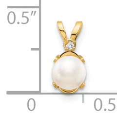 14K Diamond & FW Cultured Pearl Birthstone Pendant