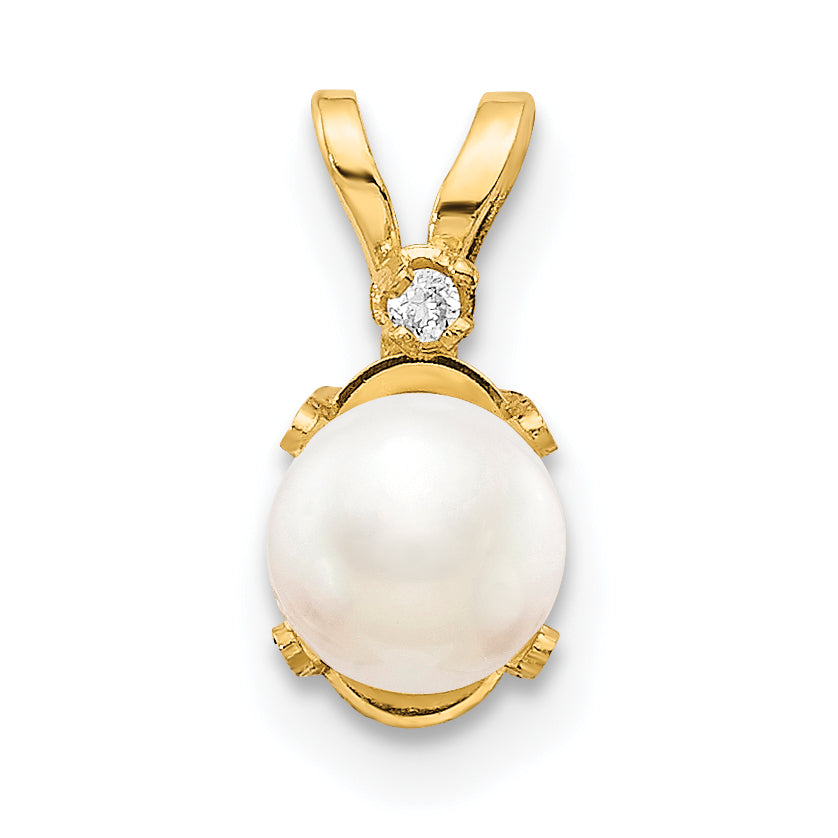 14k Diamond & FW Cultured Pearl Birthstone Pendant Main image