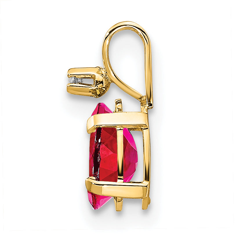 14K Diamond & Ruby Birthstone Pendant