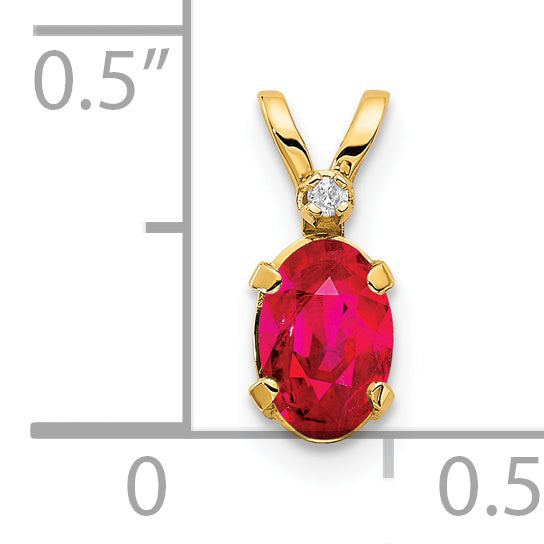 14K Diamond & Ruby Birthstone Pendant