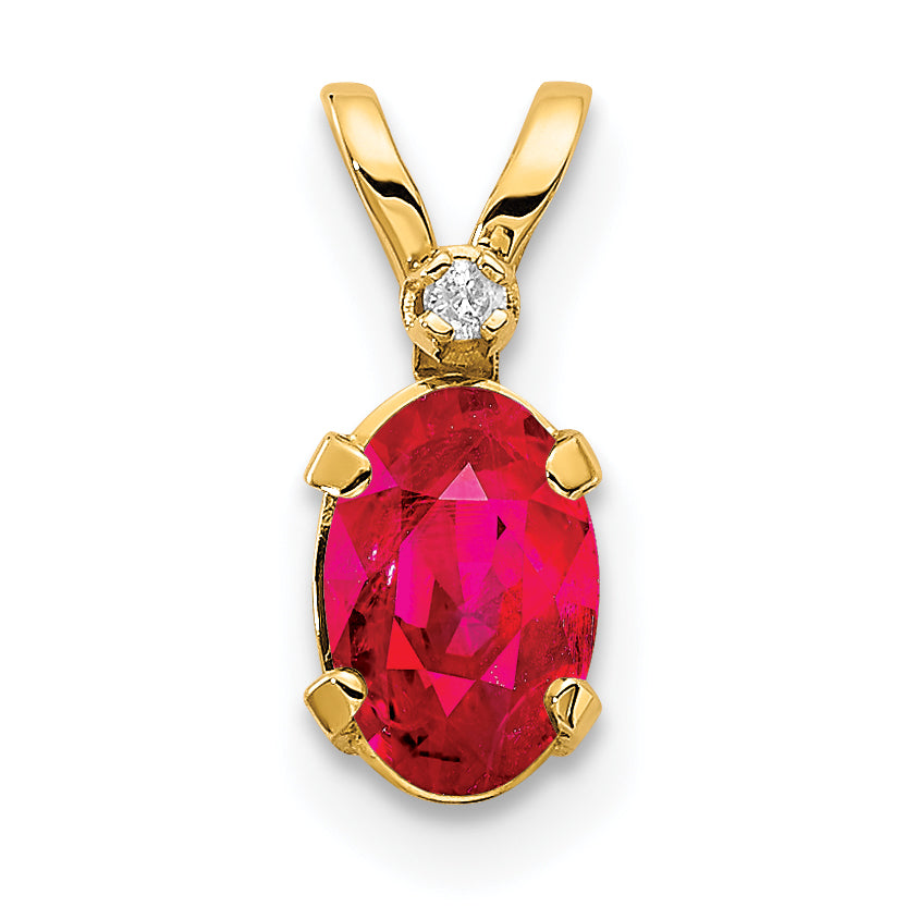 14k Diamond & Ruby Birthstone Pendant Main image