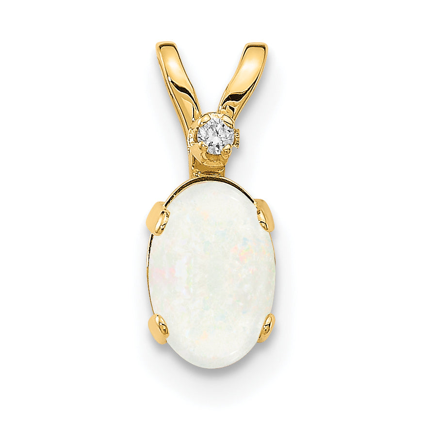 14K Diamond & Opal Birthstone Pendant