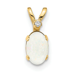 14K Diamond & Opal Birthstone Pendant