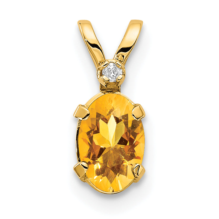 14K Diamond & Citrine Birthstone Pendant Main image