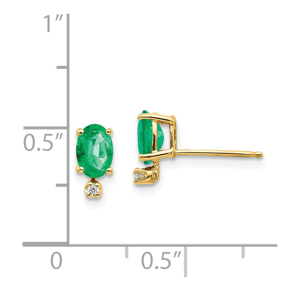 14k Diamond & Emerald Birthstone Earrings