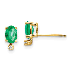 14K Diamond & Emerald Birthstone Earrings
