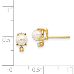 14k Diamond & FW Cultured Pearl Birthstone Earrings