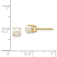 14k 4.5mm Round June/FW Cultured Pearl Post Earrings