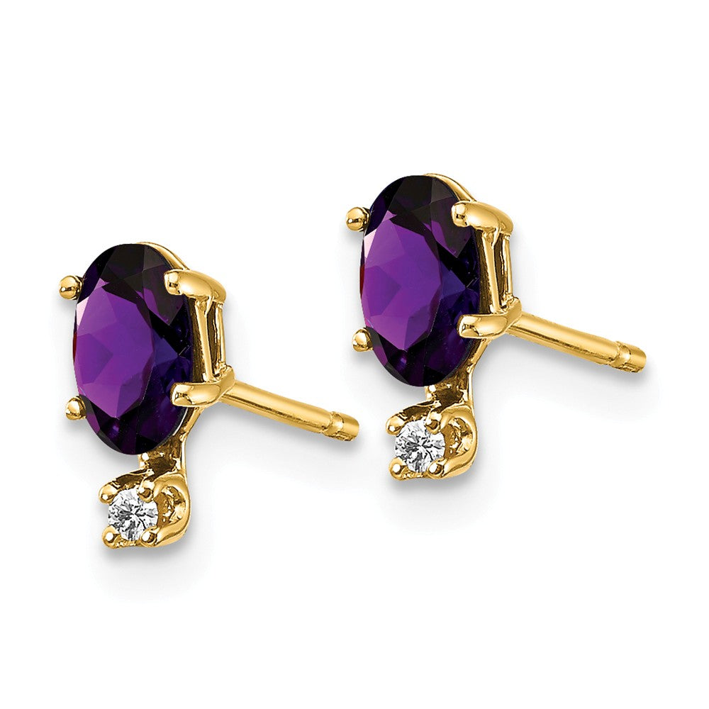 14K Diamond & Amethyst Birthstone Earrings Secondary image