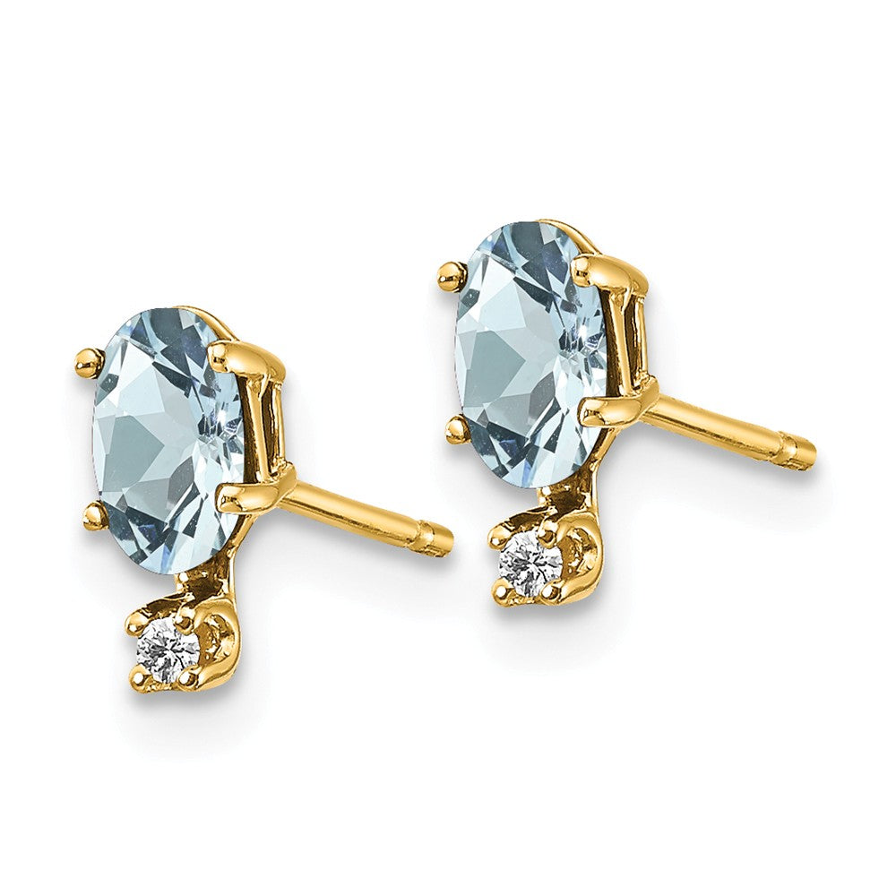14K Diamond & Aquamarine Birthstone Earrings Secondary image