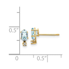 14k Diamond & Aquamarine Birthstone Earrings