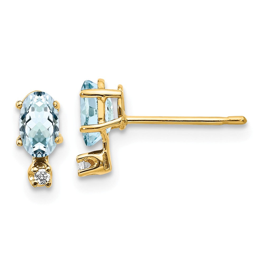 14K Diamond & Aquamarine Birthstone Earrings Main image