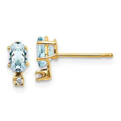 14K Diamond & Aquamarine Birthstone Earrings