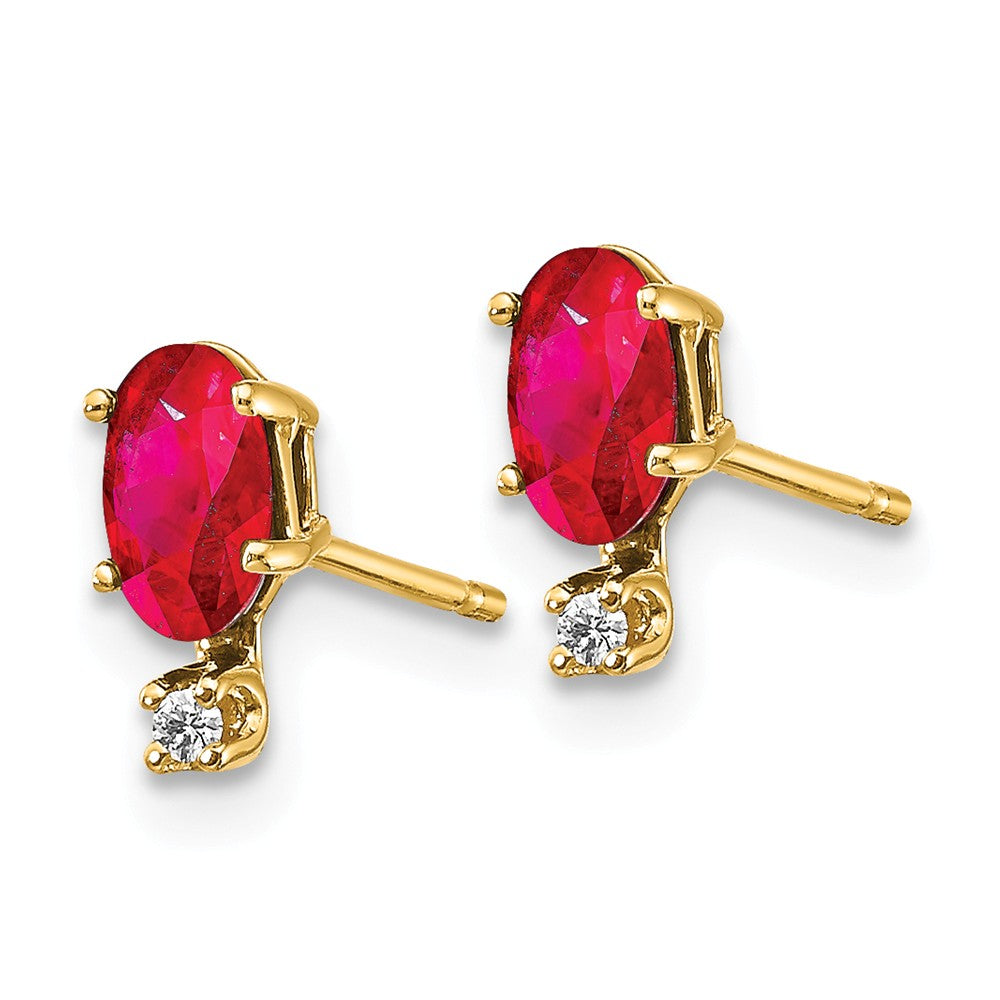 14K Diamond & Ruby Birthstone Earrings