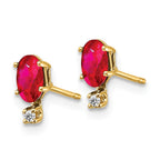 14K Diamond & Ruby Birthstone Earrings