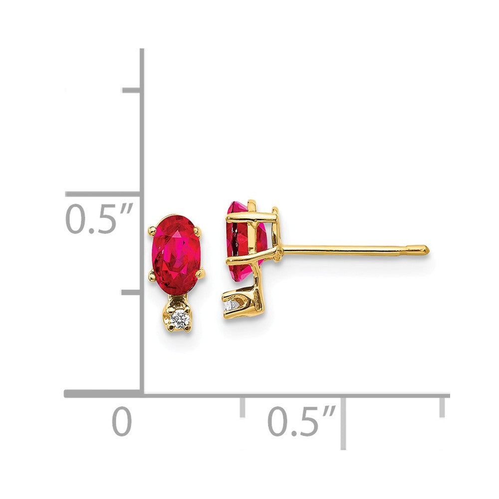 14k Diamond & Ruby Birthstone Earrings