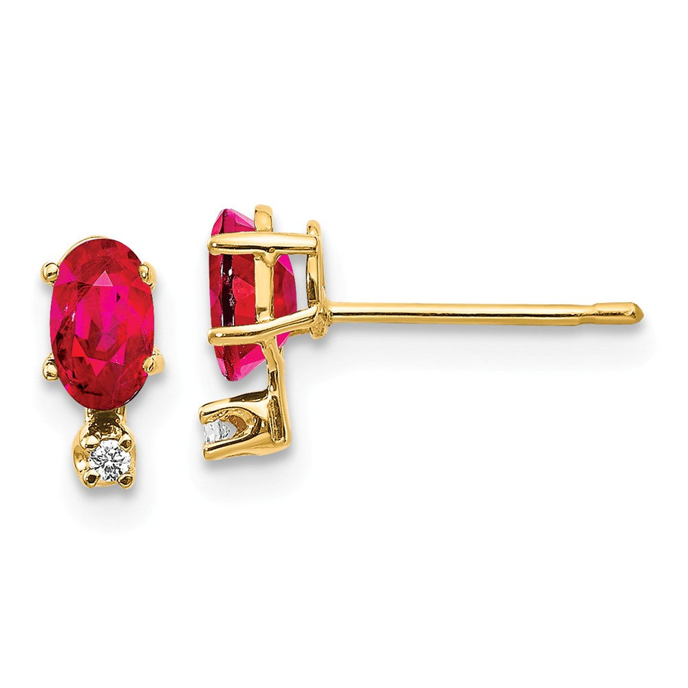 14K Diamond & Ruby Birthstone Earrings