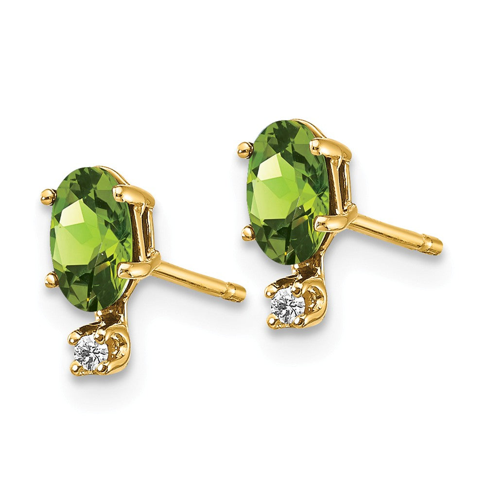 14K Diamond & Peridot Birthstone Earrings Secondary image