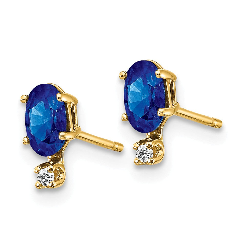 14K Diamond & Sapphire Birthstone Earrings Secondary image