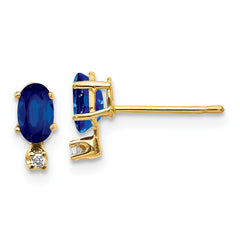 14K Diamond & Sapphire Birthstone Earrings