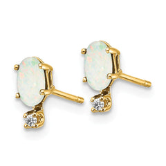 14K Diamond & Opal Birthstone Earrings