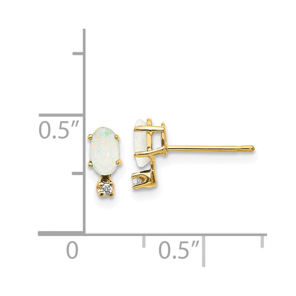 14k Diamond & Opal Birthstone Earrings