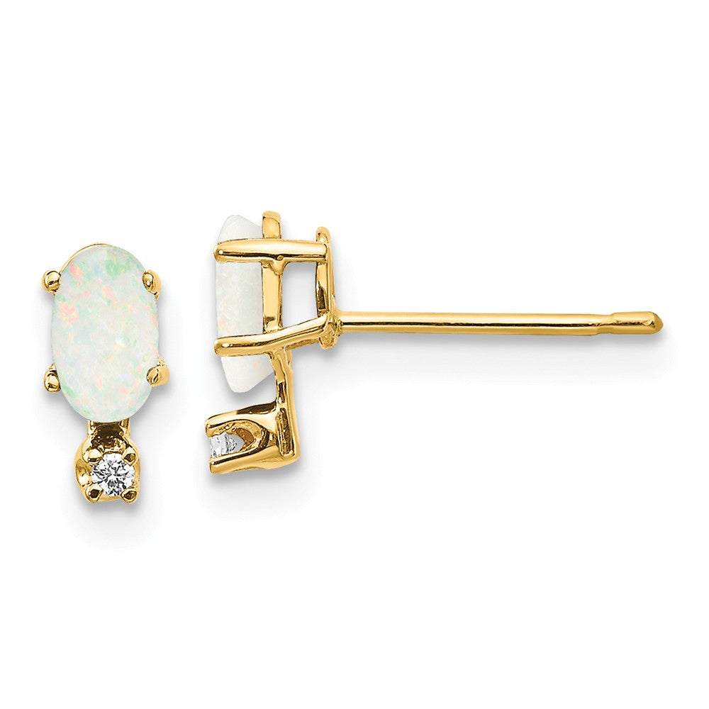 14K Diamond & Opal Birthstone Earrings Main image