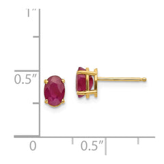 14k 6x4 Oval July/Ruby Post Earrings